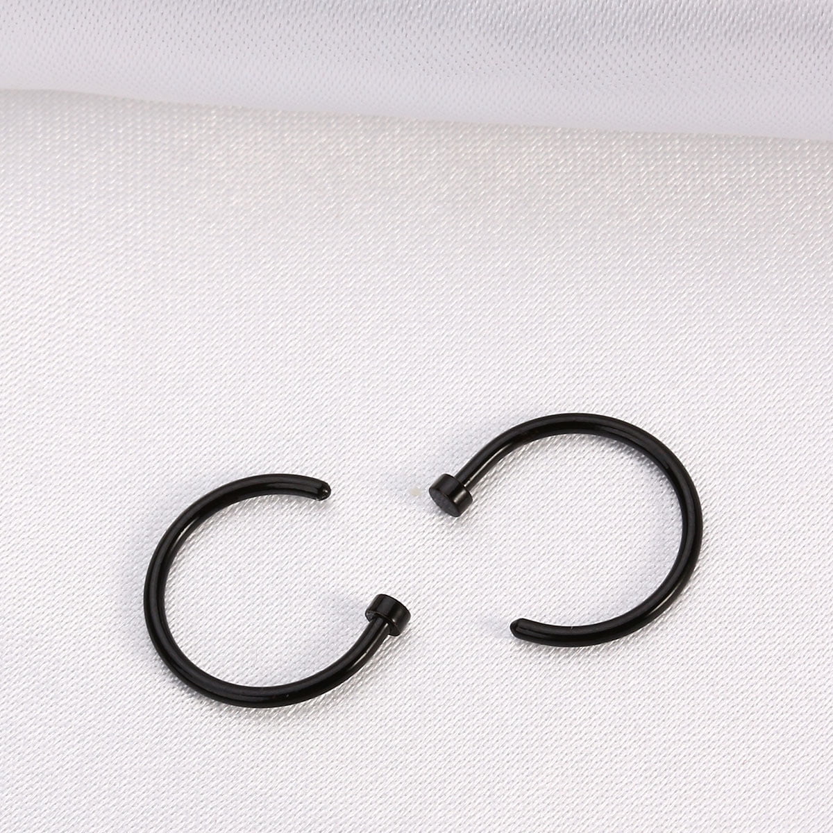 FRCOLOR Black Titanium Steel Open Nose Ring for Daily Wear Comfortable Cshaped Hoop 10mm