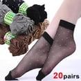 thumbnail image 2 of Crystal Silk Socks Women Thin Transparent Socks Skin Color Dot Nylon Hosiery Ladies Elastic Summer Short Ankle Silk Sock, 2 of 7