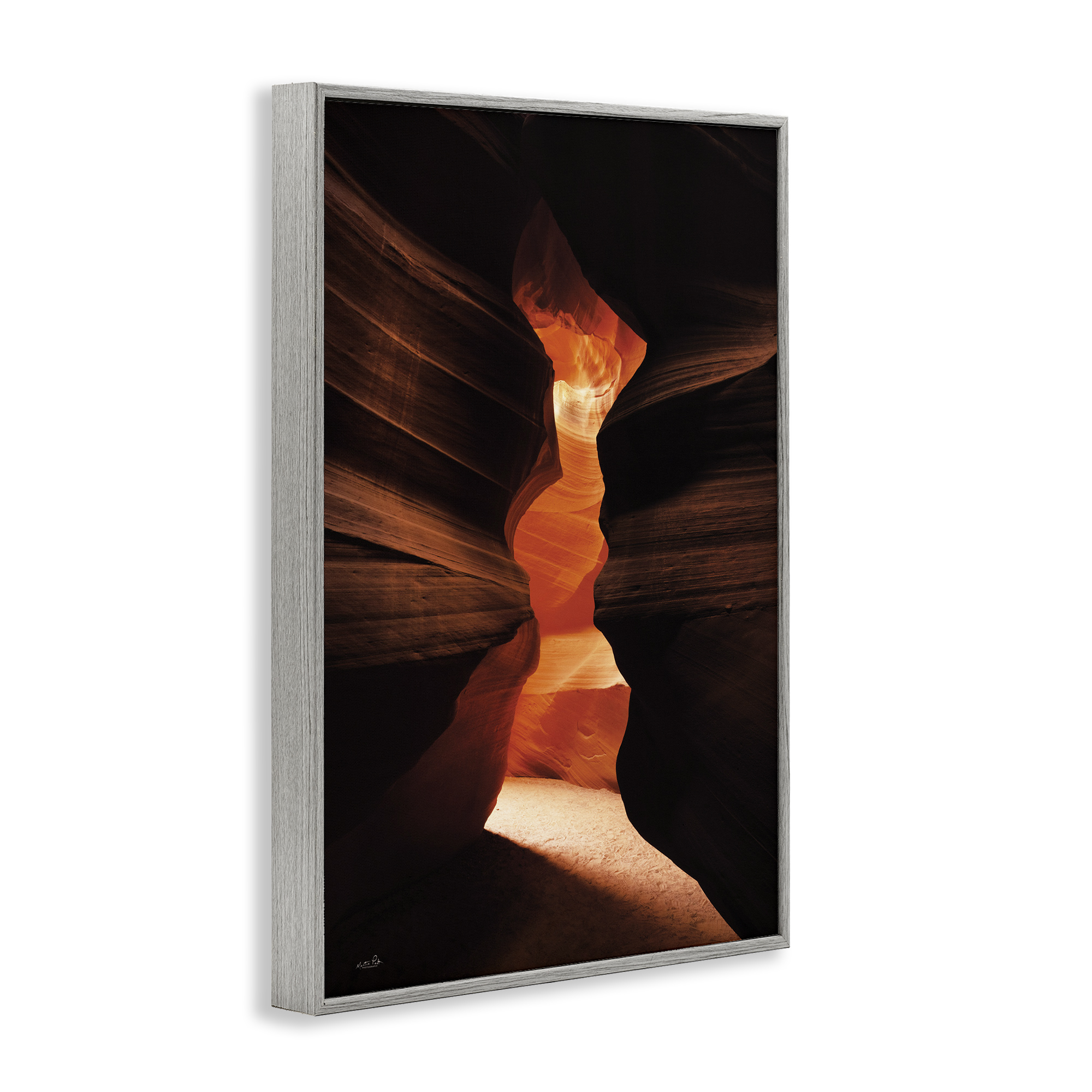 Stupell Industries Sunlit Canyon Cave Landscape Photography Gray Framed Art Print Wall Art, 16 x 24