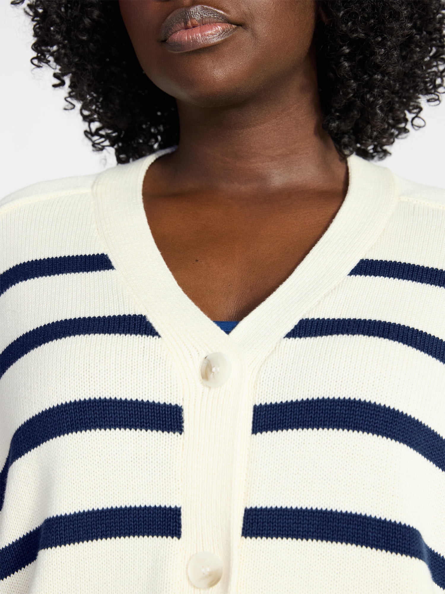 Terra & Sky Women's Plus Size Boyfriend Cardigan with Long Sleeves, Midweight, Size 0X-5X