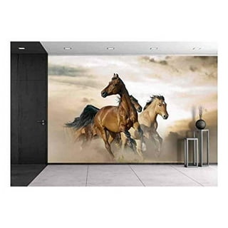 Heiheiup Running Mural Decal Horse Wall Sticker Black Removable