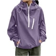 thumbnail image 3 of Liuinsasek Women's Mid-High Collar Hooded Windbreaker Fashion Solid Color Long-Sleeve Jacket with Drawstring and Pockets Casual Outdoor Outerwear Lightweight and Warm, 3 of 8