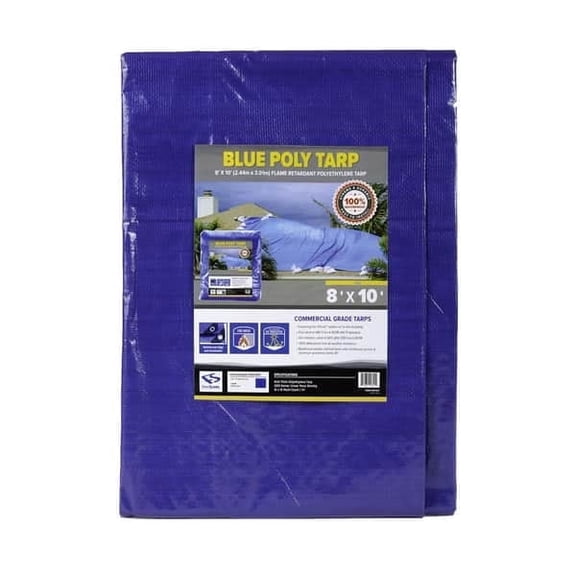 800 Series Blue Poly Tarp 100% Blockage 8'x10' Blue