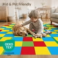 thumbnail image 4 of ODIKA 8'x10' Washable Area Rug Durable, Non-Slip Block Hopscotch Retro Storybook Rainbow Playful Interlocking Grid with Crisp Edges for Living Room, Under Sectional, Family, 4 of 7