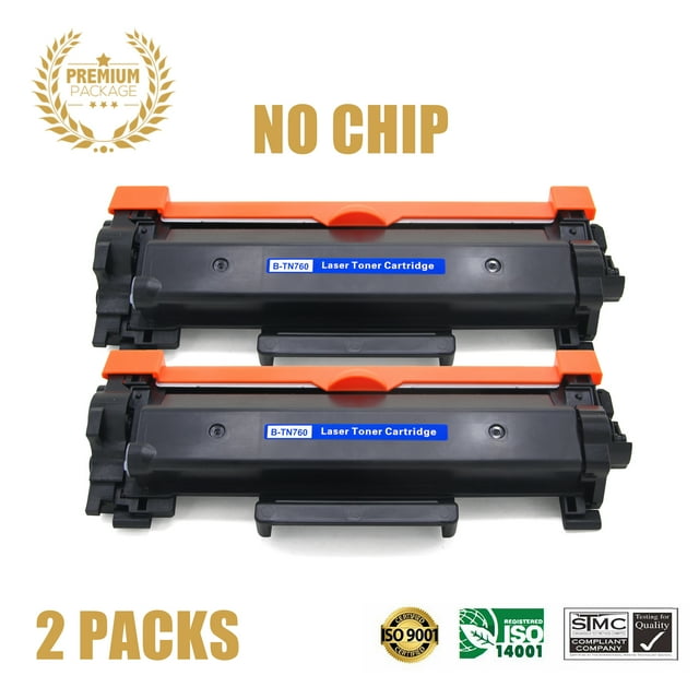 Ultra Toner™ Offre de 2 Paquets! Cartouche de Toner Noire Compatible Brother TN760 Supérieure (Sans Puce) pour Imprimante Brother