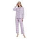thumbnail image 4 of GLOBAL Conjuntos de Pijamas de Algodón para Mujer, Ropa de Dormir de Manga Larga con Botones, Ropa de Dormir Cómoda, Conjunto de Pijama Suave con Flores Moradas S, 4 of 6