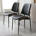 thumbnail image 3 of Mid Century Modern Dining Chairs Set of 2 | Retro Faux Leather Chair with Walnut Bentwood Seat, 3 of 12