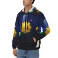 thumbnail image 3 of Wukai Solar System Print Men's Zip-Up Hoodie,Fleece Full-Zip Hoodie for Men, Hooded Sweatshirt-3X-Large, 3 of 5