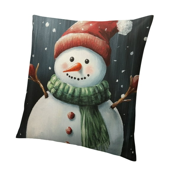 Patifu Christmas Snowman Throw Pillow Covers - Winter Pillow Covers Snowflake Cushion Case Seasonal Holiday Pillow Protector for Home Sofa Bedroom 12x12in