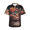 thumbnail image 1 of Balery Flower Crown Cat Camisas hawaianas de manga corta para hombre, camisas playeras de corte holgado, camisas de vacaciones con botones,Medium, 1 of 7
