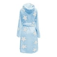 thumbnail image 4 of YMNXA Womens Fuzzy Hooded Bathrobe Long Sleeve Lace Up Star Print Elegant Thickened Warm Homewear For Daily Wear Sky Blue M, 4 of 5