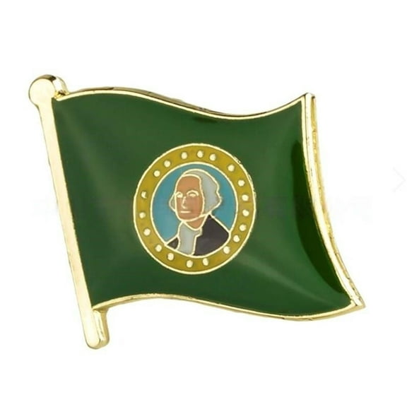Ysmzzmsy 1 PCS（0.75x0.63 inch) Washington Flag Pin Suit lapel flag pins Plated Metal Enamel Souvenir Hat Men Women Patriotic