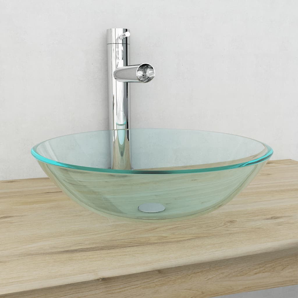 vidaXL Basin Tempered Glass 16.5" Brown