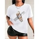 thumbnail image 2 of Cat Graphic Round Neck Casual T-shirt, Short Sleeve Running Sports Tee, Women's Activewear, 2 of 8