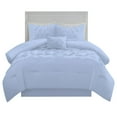 thumbnail image 4 of 3 Piece New Half Pinch Pleated Pattern Comforter Set, 800 TC, 100% Egyptian Cotton, Super King Size Light Blue Solid, 4 of 6