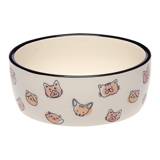 Cat Bowl Pearhead, cerámica, apta para bigotes, 350 ml, cara de gato