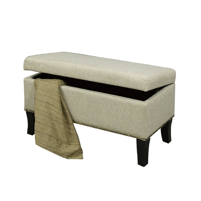 IFDC - Upholstered Bench with Storage, 32''x16''x18'', Beige Fabrics