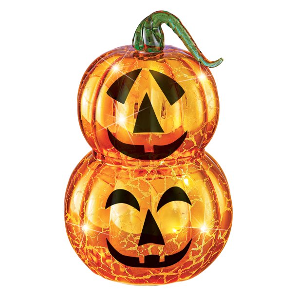 LED Lighted Stacked Tabletop Pumpkins Figurine | Sparkling Mercury