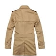 thumbnail image 3 of Chaqueta cortavientos para hombre, estilo vintage, para primavera y otoño, estilo gabardina de negocios, abrigo largo clásico cruzado para hombre., 3 of 5