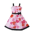 thumbnail image 1 of Girls Pink Heart Print Bow Tie Party Sundress Kids Clothes 4-5, 1 of 5