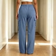 thumbnail image 6 of Cmtiyu Women's Cargo Pants, Baggy High Waist Drawstring Wide Leg Pants with Pockets, Casual Outdoor Jogger Pants, S-2XL, 6 of 9