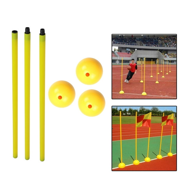 3 Juegos de Poste de Puerta de Fútbol, Herramienta de Entrenamiento, Señal, Marcador de Obstáculos, Varilla Y Base