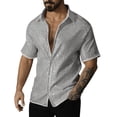 thumbnail image 1 of pstuiky camisetas para hombre, Camisa informal de manga corta con solapa y botones de color liso para hombre camisas casuales para hombre s, 1 of 6