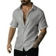 thumbnail image 1 of Blusa y camisa de manga corta con cuello vuelto para hombre, camisa de manga corta con botones y solapa de color liso, blusa para hombre, 1 of 6