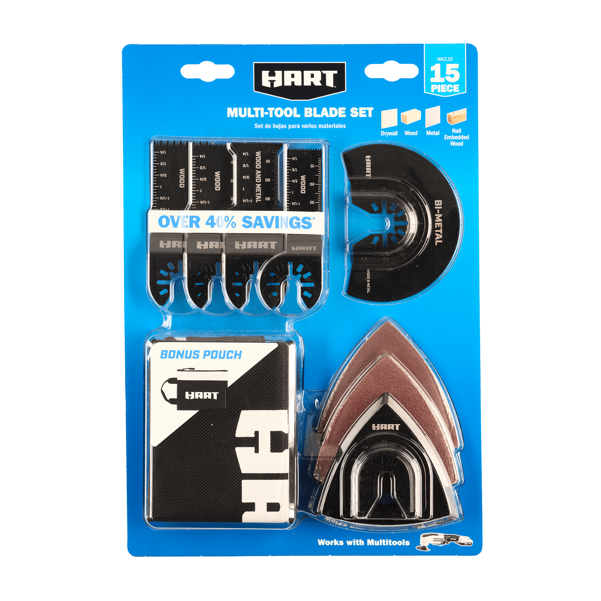 HART 15 Piece Oscillating Multi-Tool Blade and Accessory Set