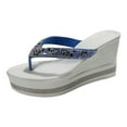 thumbnail image 4 of Platform Wedge Flip Flops for Women 2025 Rhinestones Sparkly Extra High Heels Slip on Slippers Thongs Sandals, 4 of 5
