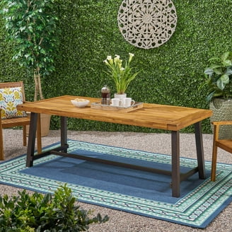 Zoe Outdoor 69'' Acacia Wood Dining Table, Sandblast Dark Gray