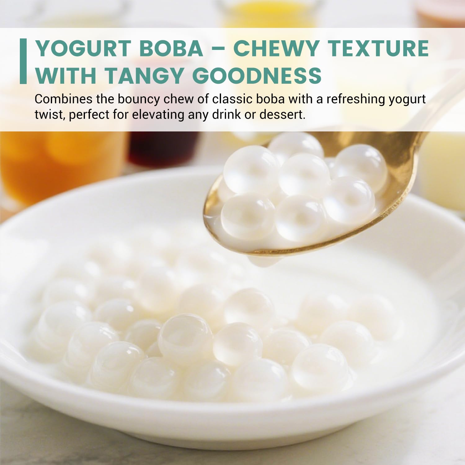 Soeos Yogurt Flavored Popping Boba, 6.6 lbs, Juicy, Chewy Fruit Balls for Boba Tea, Cocktails, Ice Cream, and Smoothies