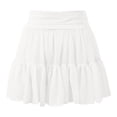 thumbnail image 6 of Arlun Women's Skirts Drawstring Elastic High Waisted Mesh Ruffle Tiered Mini Skirts Lightweight Comfy Pleated Cute Short Skirt for Summer Beach Outfit White L, 6 of 6