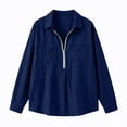 thumbnail image 6 of Womens Textured Golf Shirts Long Sleeve Half Zip Collared V Neck Loose Fit Sweatshirt Pullover with Chest Pockets for Business Casual Work Office, Blue, L, 6 of 7
