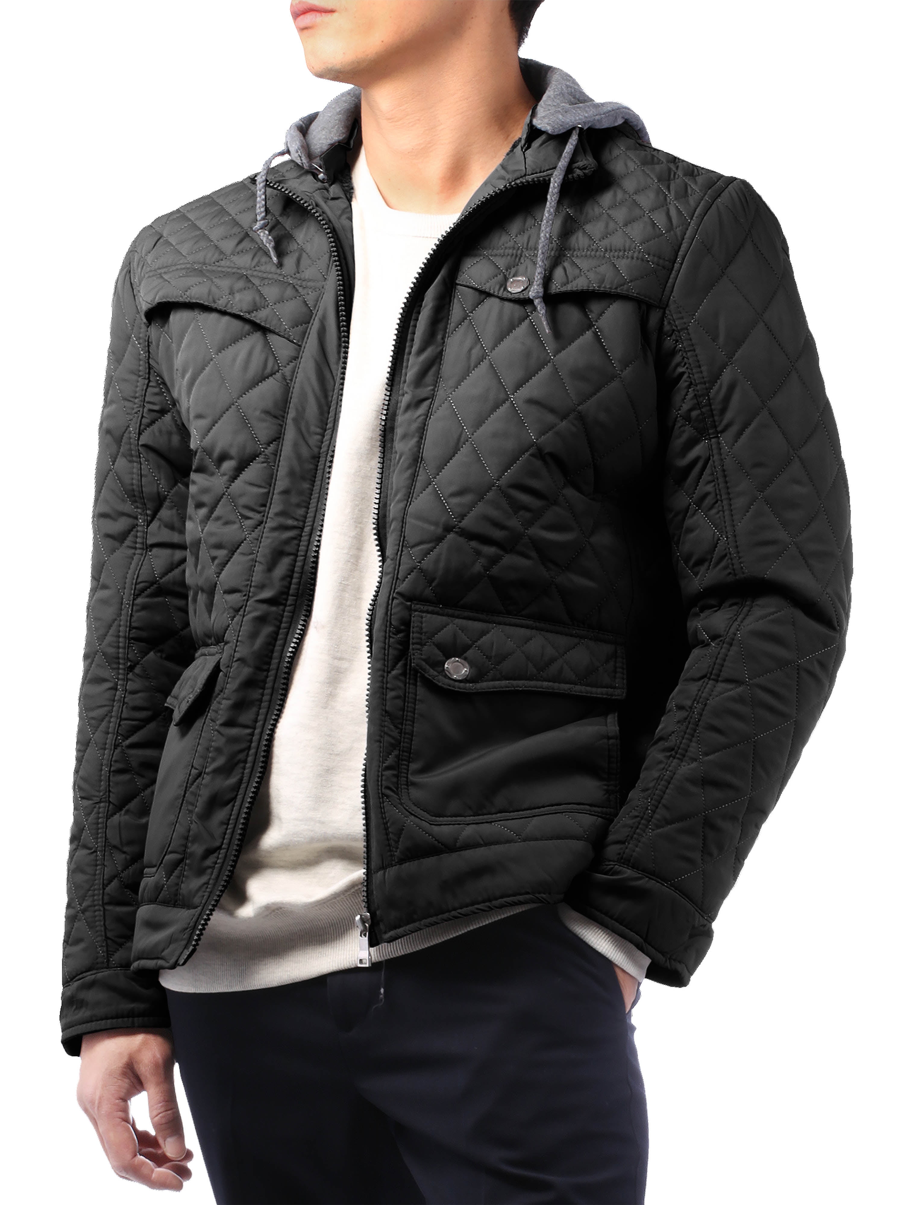 Ma Croix Mens Quilted Jacket Business Casual Diamond Fleece Lined ...