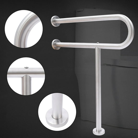 Stainless Steel Bathroom U-Shaped Grab, Bar Support for Elderly Handicap Toilet Safety Rail