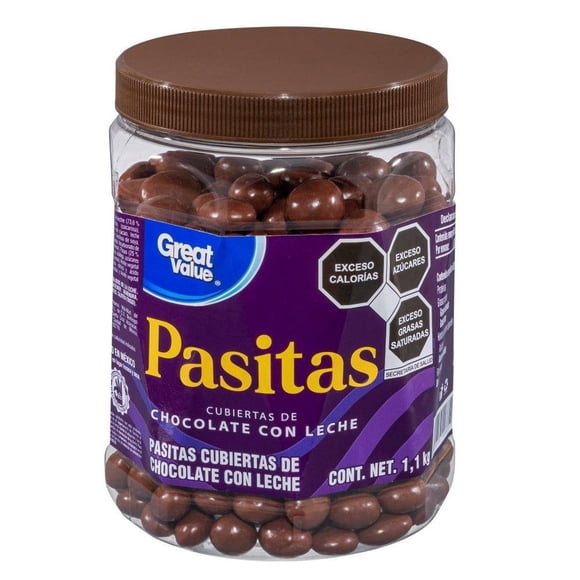 Pasitas Great Value cubiertas de chocolate con leche 1.1 kg