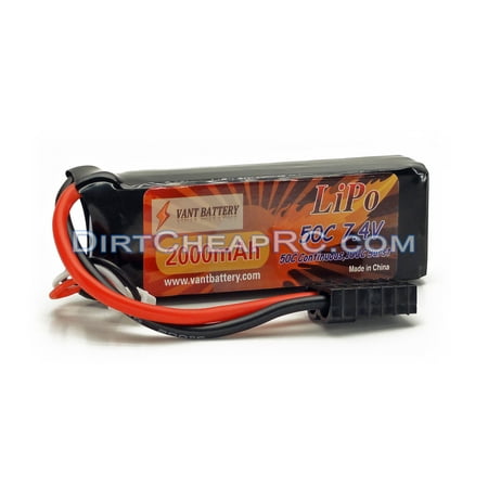 7.4V 2000mAh 2S Cell 50C-100C LiPo Battery Pack w/ Traxxas High Current Style Connector (1/16