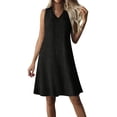 thumbnail image 2 of Horkkom Midi Dresses for Women Sleeveless Solid Color Summer Dresses Vacation Loose Linen Dress, S-2XL, 2 of 9