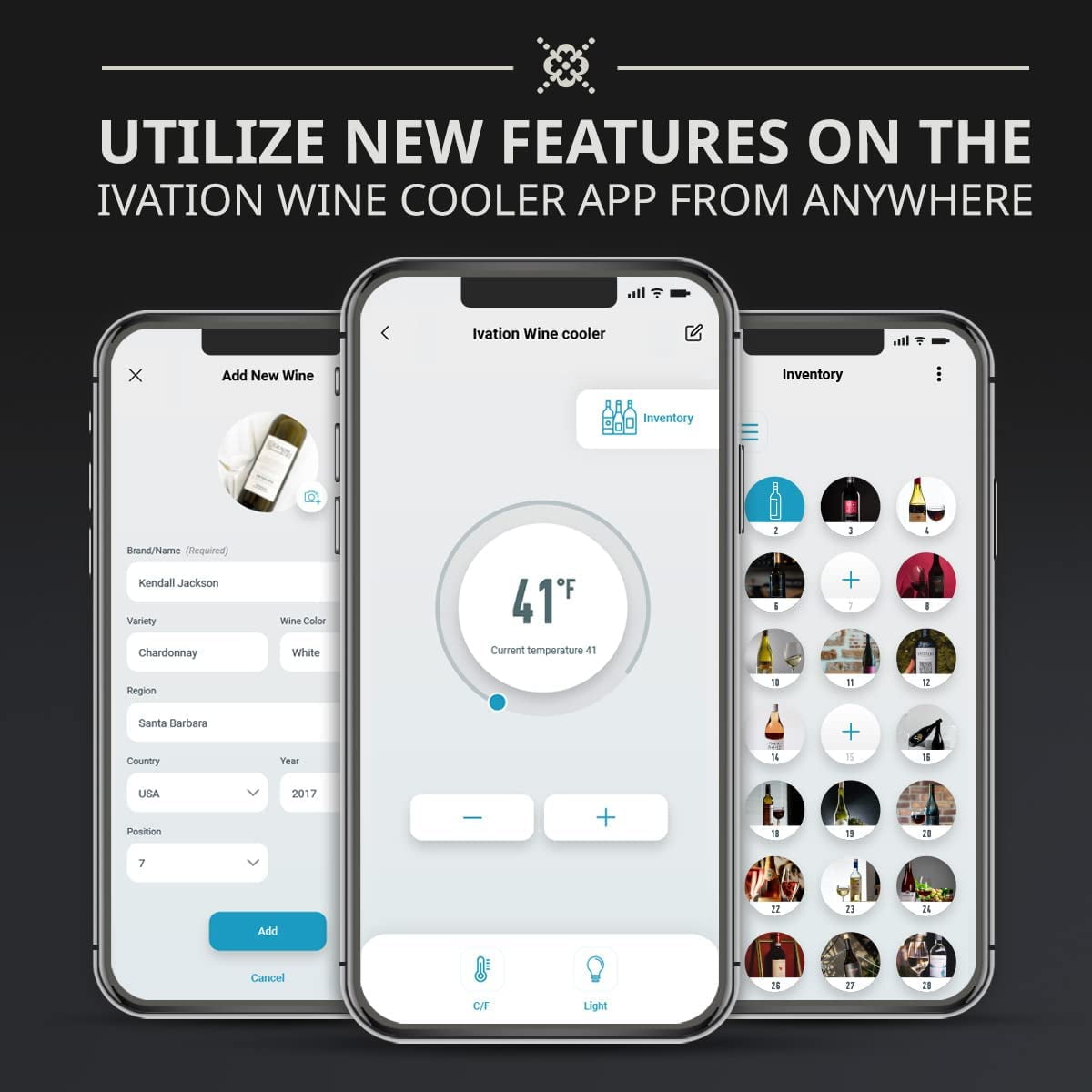 IVATION 51 Bottle Wine Refrigerator with Wi-Fi Smart App Control, Freestanding, Black