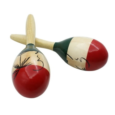 Nebublu Wooden Large Maracas Rumba Shakers Rattles Sand Hammer Percussion Instrument Musical Toy for Kids, Durable and Fun   Drum Stick Included