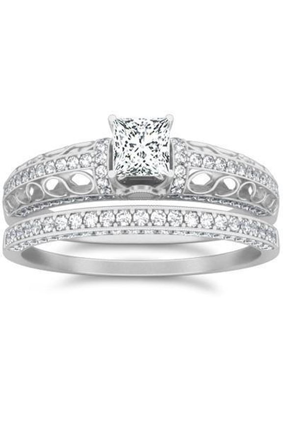 Art Deco Moissanite Engagement Ring 2.50 Carat Princess Cut Moissanite on 18k Rose Gold Plating