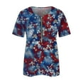 thumbnail image 4 of Dyegold Summer Tops for Women 2023 Trendy, Summer Tops for Women USA Star Stripes Fourth July Tshirts Half Zip V Neck Short Sleeve Blouse American Flag ​Tunics, 4 of 5