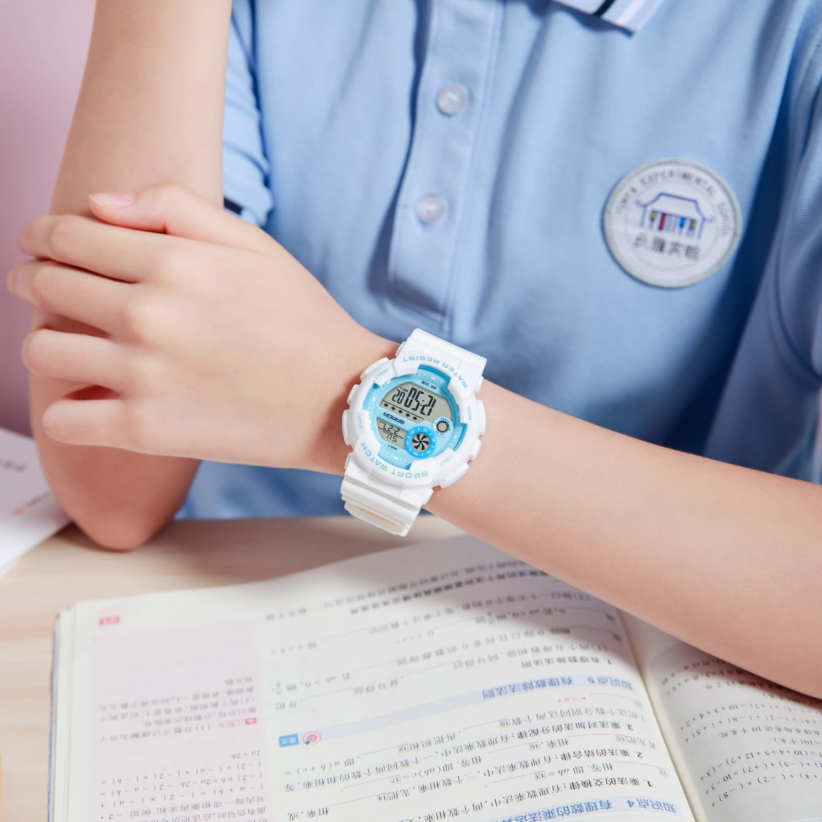 Findtime Digital Watch Womens Sport Waterproof White Wrist Watches for Women with Alarm Stopwatch Hourly Chime LED Display 12H/24H Calendar