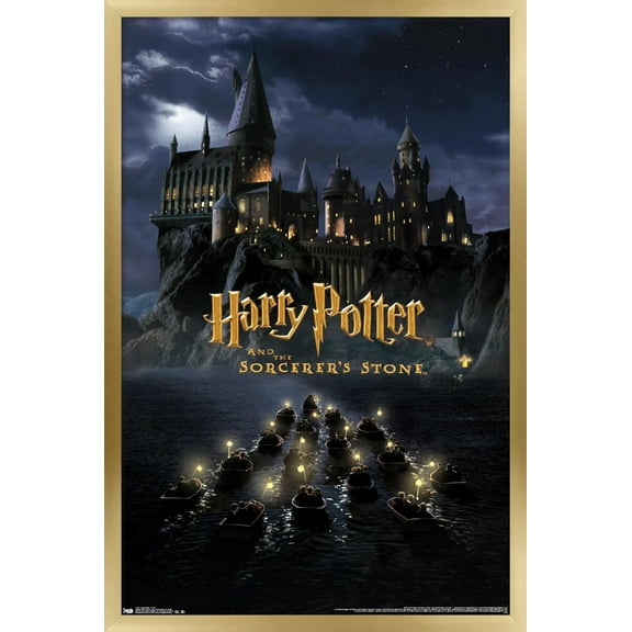 Harry Potter and the Sorcerer's Stone - Castle One Sheet Wall Poster, 14.725" x 22.375", Framed