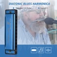 thumbnail image 3 of 10-Hole Diatonic C Key Harmonica with Food-Grade ABS Comb, Phosphor Bronze Reeds & Stainless Steel Chrome Mirror Cover - Portable Musical Instrument for Blues/Folk/Jazz with Storage Case & Cleaning, 3 of 6