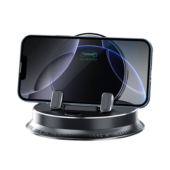 Elnone Car Phone Holder, Easy One Touch Dashboard Phone Mount with 360° Rotate Base, Horizontal & Vertical - Black
