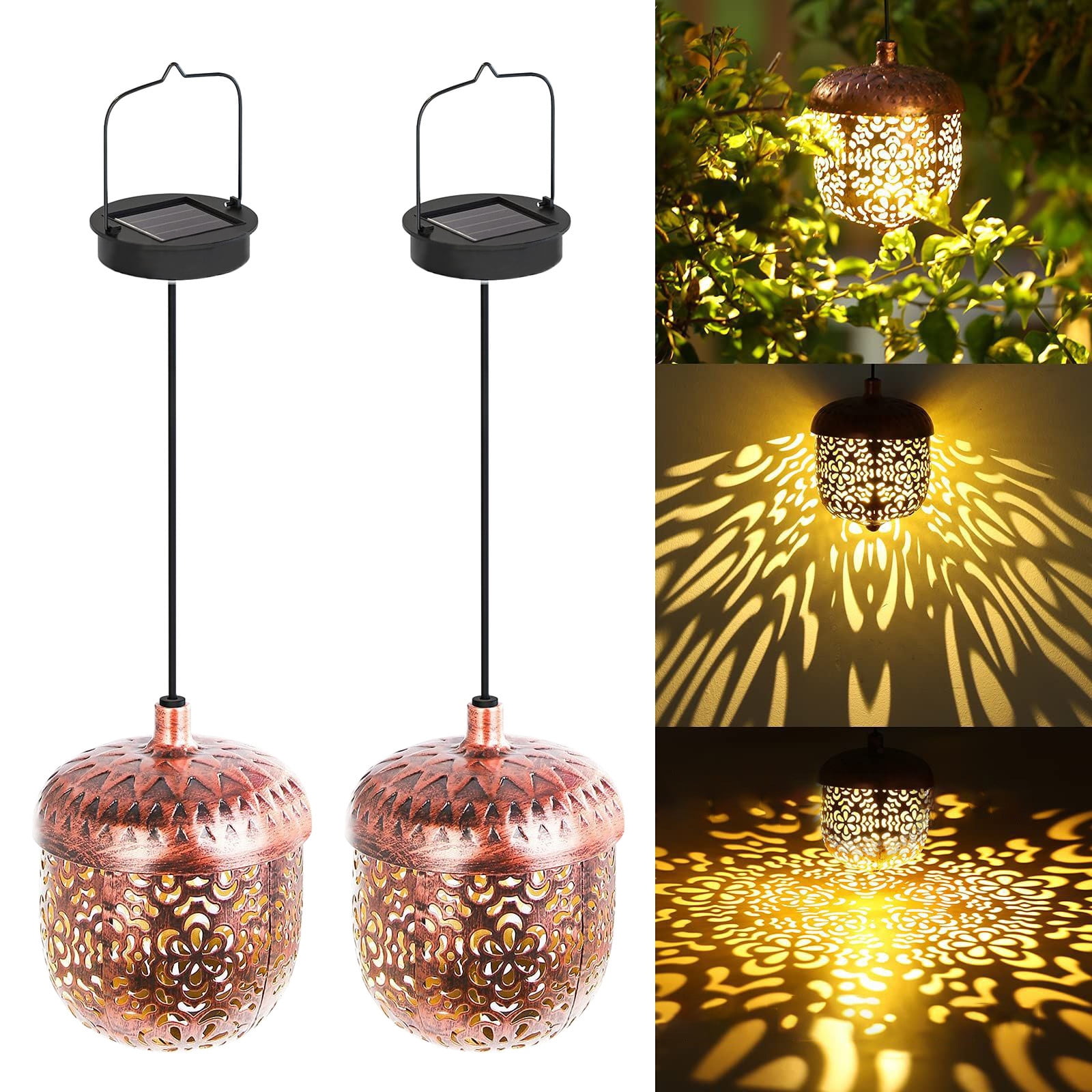 COFEST Bird Feeder Clearance Garden Outdoor Decoration Solar Waterproof Iron Hollow Lantern Hollow Bird Feeder Pinecone Pendant Birdhouse Ornaments