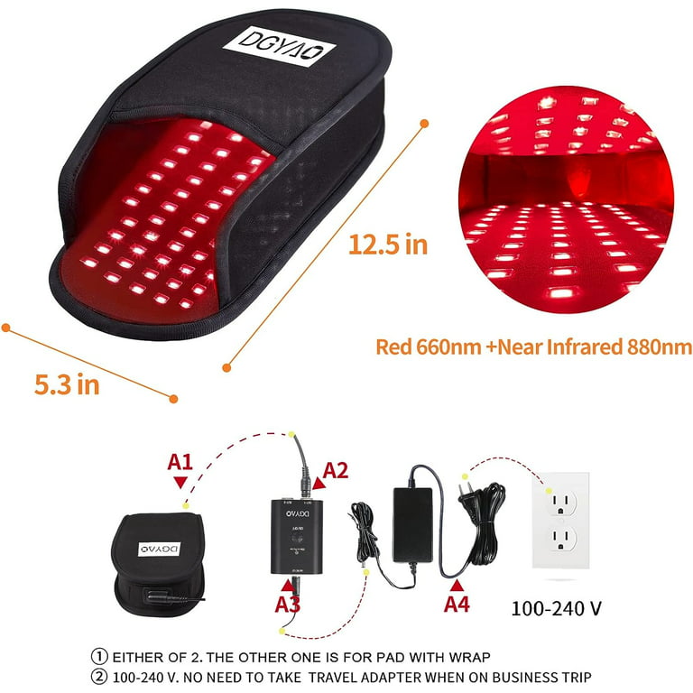Dgyao Red Light Therapy Slippers Infrared Light Therapy Wrapped Device for Feet Toes Muscle Pain Relief with Pulse Mode Newest Techonology (2 Pads)