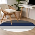 thumbnail image 4 of Round Rugs 4Ft, Navy Blue Grey Striped Round Area Rug Washable Indoor Throw Carpet, Farmhouse Modern Soft Non Slip Circle Rug for Kitchen Nursery Room Home Decor Aesthetic, 4 of 8